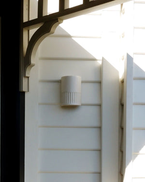Exterior Ceramic Indented Wall Light | Day Outside undercover