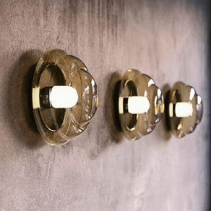 Mouth-Blown Crystal Cloud Wall Light amber in a row