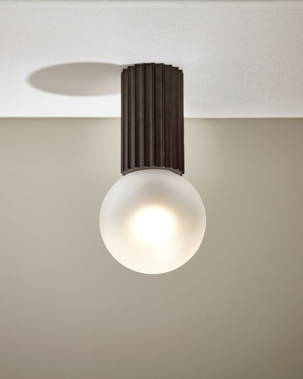 Fluted Brushed Black Ceiling Light | Attalos