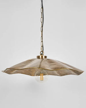 Hammered Antique Brass Pendant Light Off