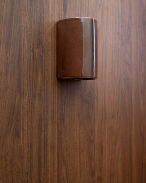 Handmade Ceramic Gloss Wall Light | Dawn Short Choccy Milk