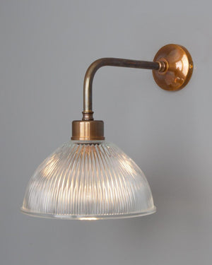 Holophane Glass Wall Light | Antique Brass