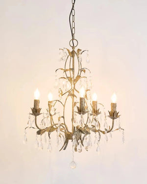 Iron Five Light Chandelier Light On