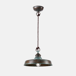 Italian Brass Verdigris Pendant Light | Large