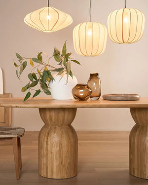 Ivory Chiffon Lantern Pendant Interior Cluster | Lighting Collective