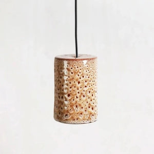 Handmade Patterned Ceramic Cylindrical Pendant