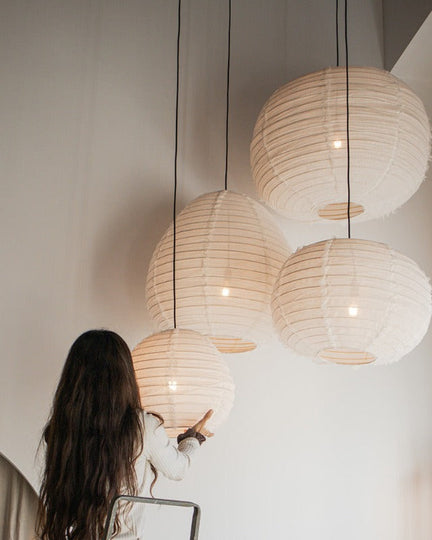 Japanese Orb Linen Pendant Shade | Lighting Collective
