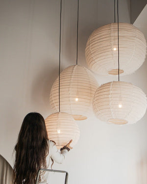 Japanese Orb Linen Pendant Shade | Lighting Collective