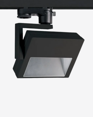 Black square track  light fixture on a white background