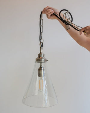 Evoking Industrial Glass Pendant | Antique Silver 