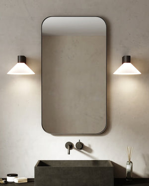 Modern Blown Glass Cone Wall Light Pair over vanity 