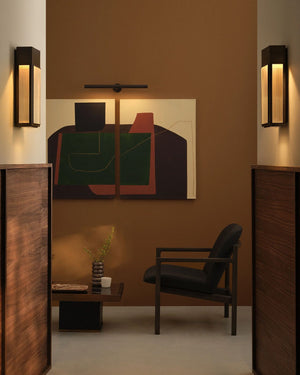 Two Ribbed Glass & Brass Wall Lights in a hallway