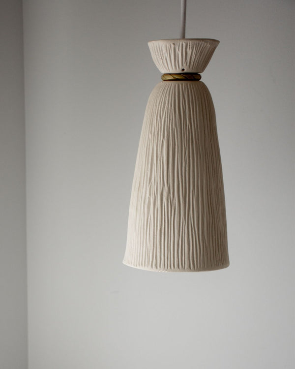 Long Ceramic Grooved Pendant