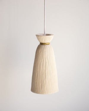 Long Ceramic Grooved Pendant