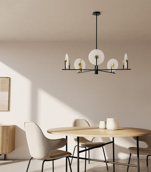 Matte Black Geometric Disc Chandelier-Lighting Collective