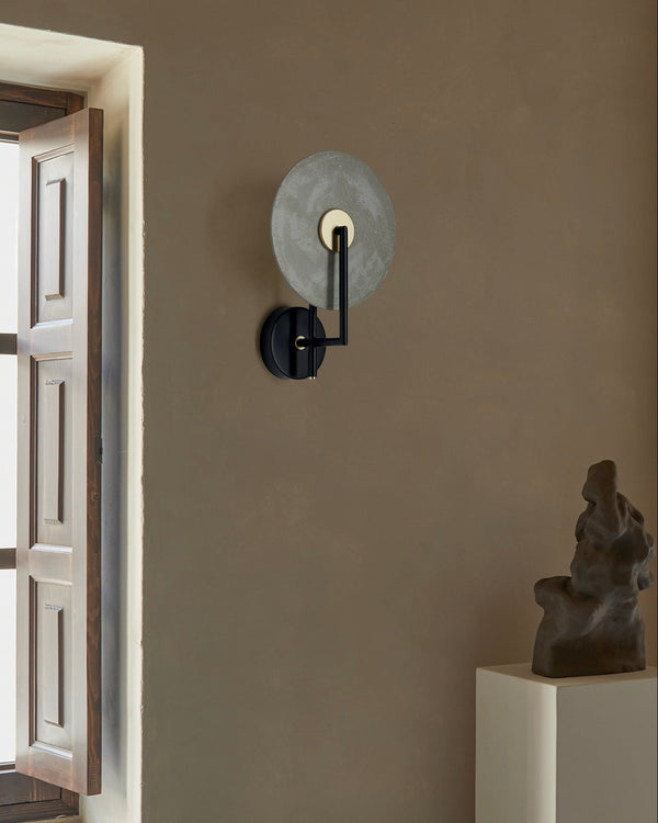 Matte Black Geometric Disc Wall Light