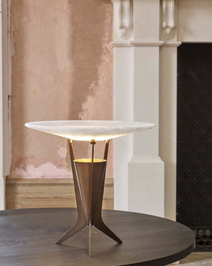 Mid-Century Alabaster and Brass Table Lamp