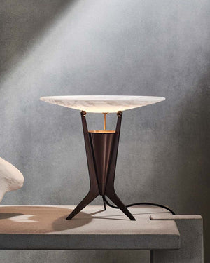 Mid-Century Alabaster and Brass Table Lamp