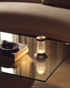 Mini Reeded Glass Table Lamp
