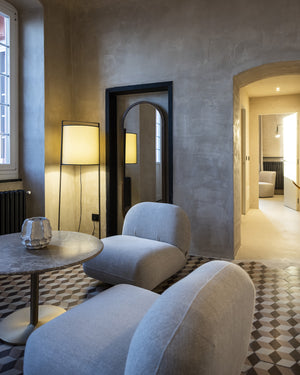 Minimalist Lantern Floor Lamp in a stylish modern sitting room