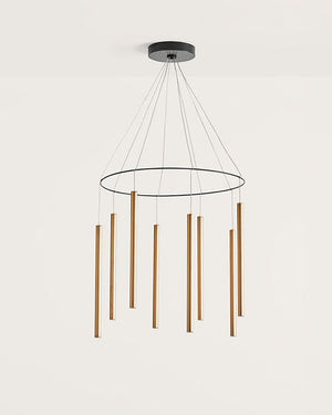 Minimalistic Metallic Rod Chandelier Gold