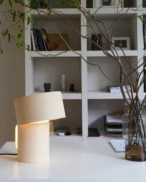 Minimalistic Wood Veneer Table Lamp