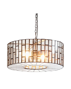 Modern Mid-Century Black Drum Chandelier