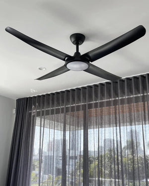 Modern Ceiling Fan | FlatJET DC | ThreeSixty Black 4 Blade With Light