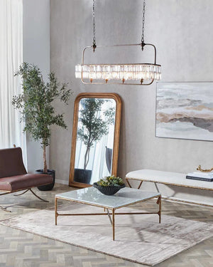 Modern Crystallised Long Chandelier in a Modern living room 