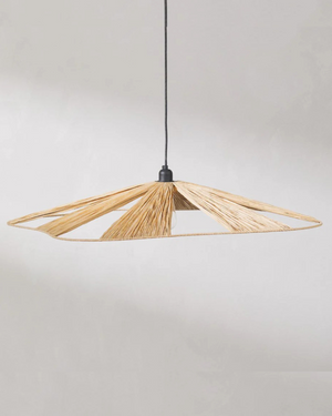 Organic Flat Shade Raffia Pendant