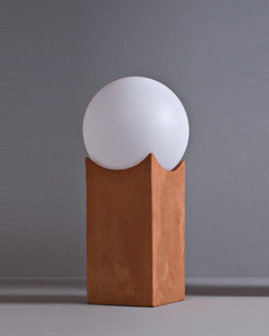 Natural Clay Box Bollard Terracotta grey background 