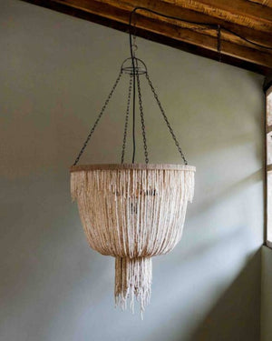 Natural Wooden Beaded Chandelier