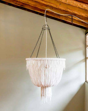 Natural Wooden Beaded Chandelier