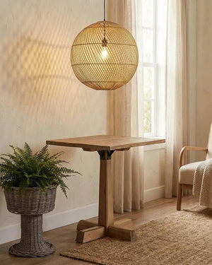 Organic Sphere Rattan Pendant Light