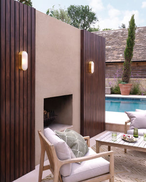 Oval Wide-Ribbed Glass Bulkhead Light | Exterior Brushed Brass | Lighting Collective