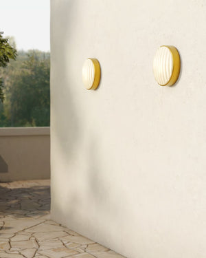 Modern Wide-Ribbed Glass Bunker Light | PVD Brushed Brass | Lighting Collective