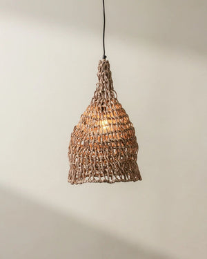 Petite Handwoven Paper Rope Bell Pendant | Natural