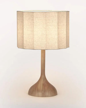 Pleated Shade & Wooden Table Lamp