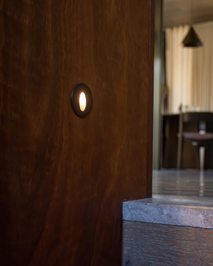 Recessed Low Voltage Round Step Light Black In Situ