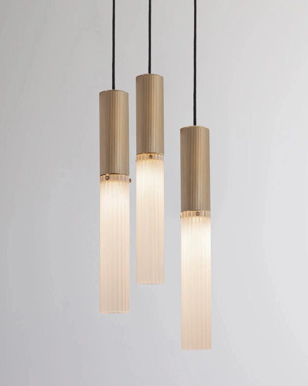 3lt Pendant / Antique Brass / Frosted