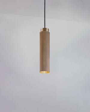 Reeded Metal Pendant Light Antique Brass Large | Lighting Collective