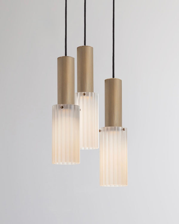 3lt Pendant / Antique Brass / Frosted