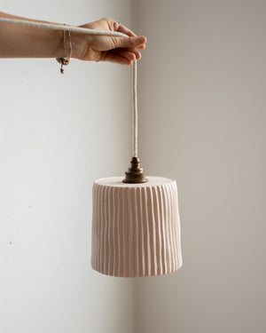 Ribbed Cylindrical Concrete Pendant Nude