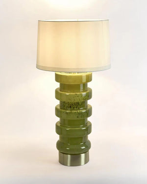Ribbed Green Glass Table Lamp