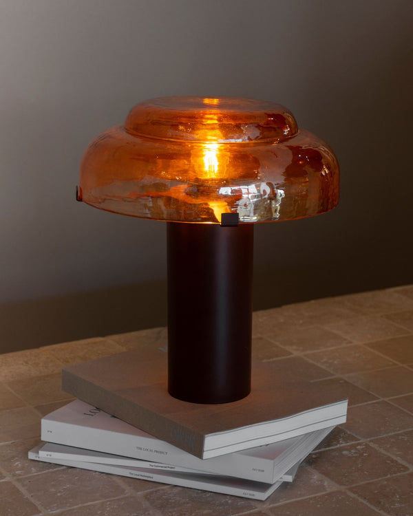 Rippled Glass Column Table Lamp