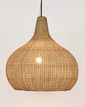 Round Rattan Pendant Light Light On | Lighting Collective 