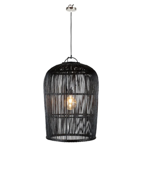 Rustic Black Wicker Pendant