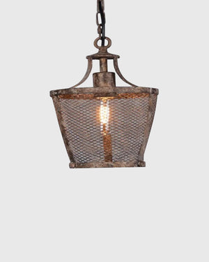 Rustic Metal Mesh Pendant in medium size on grey background