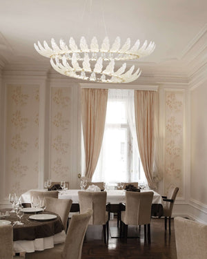 Satin Glass Leaf Chandelier