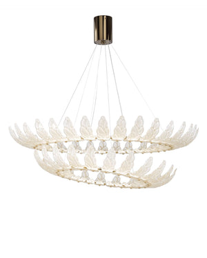 Satin Glass Leaf Chandelier